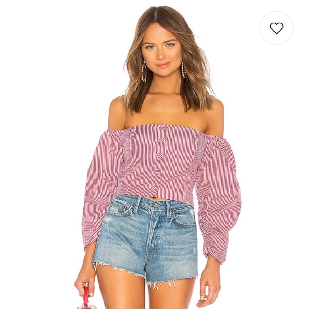Petersyn Red Striped Off-Shoulder Blouse